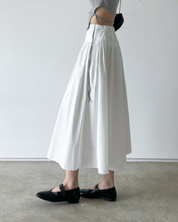 coa shirring flare cotton long skirt