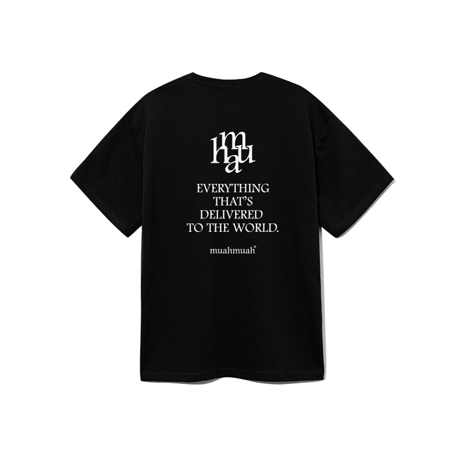 ★muahmuah★ HALF OPEN LOGO HALF T-SHIRT BLACK 数量限定】LETTERING LOGO HALF T-SHIRT [BLACK] - muahmuah