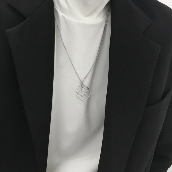 Men's ネックレスチェーンシンプルデザイン_CLEF B スクエアNEC