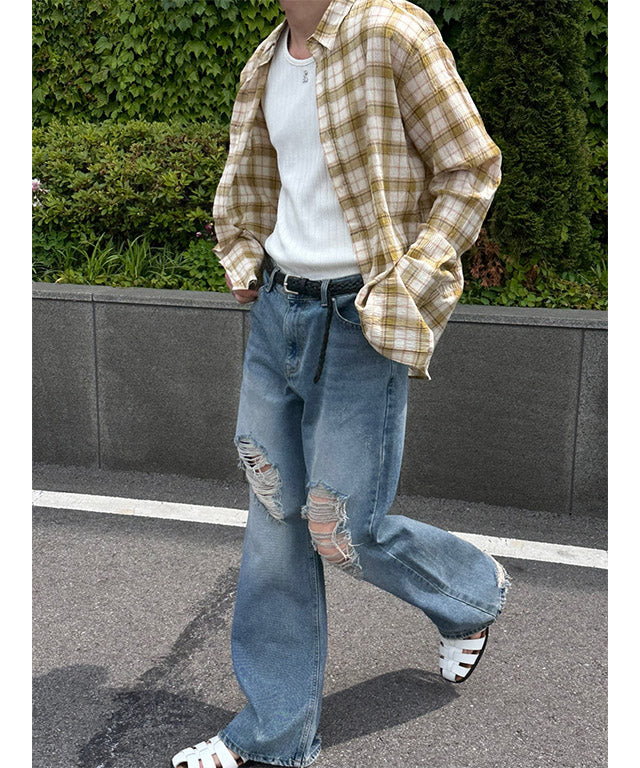 [S/S] ルーズフィットチェックシャツ(3color)