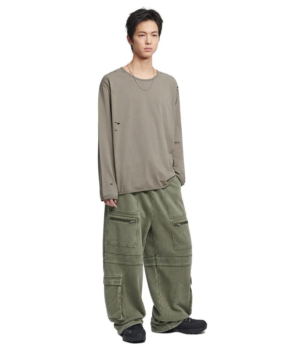 ダメージロングスリーブT-ウォームグレー