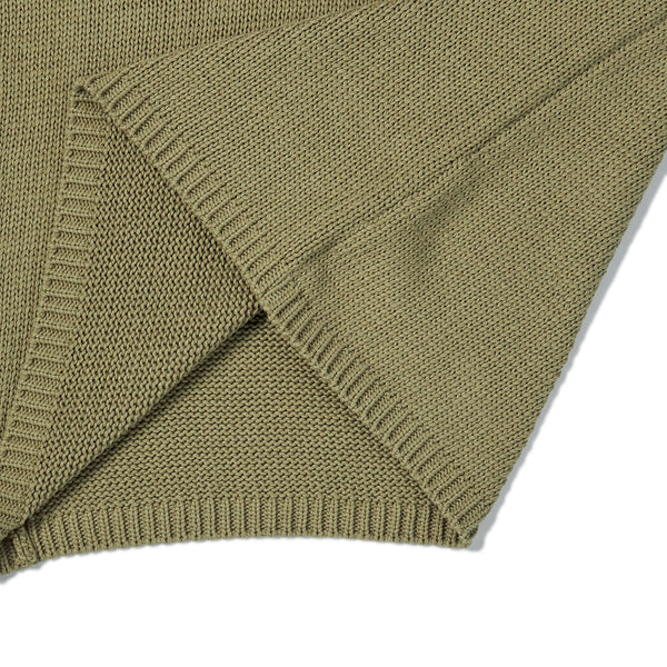 [COLLECTION LINE] ARCHIVE HEAVY WEIGHT COTTON DAMAGE DETAIL HENRY NECK KNIT KHAKI