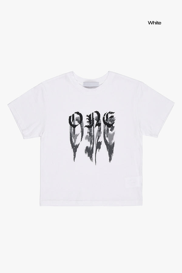 Fade shadow print crop T-shirt