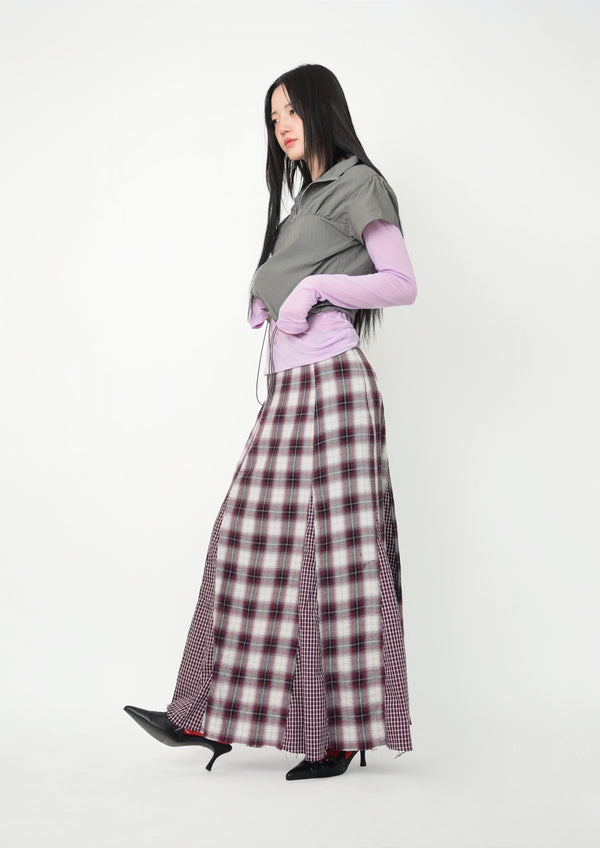 vintage check skirt red ver.