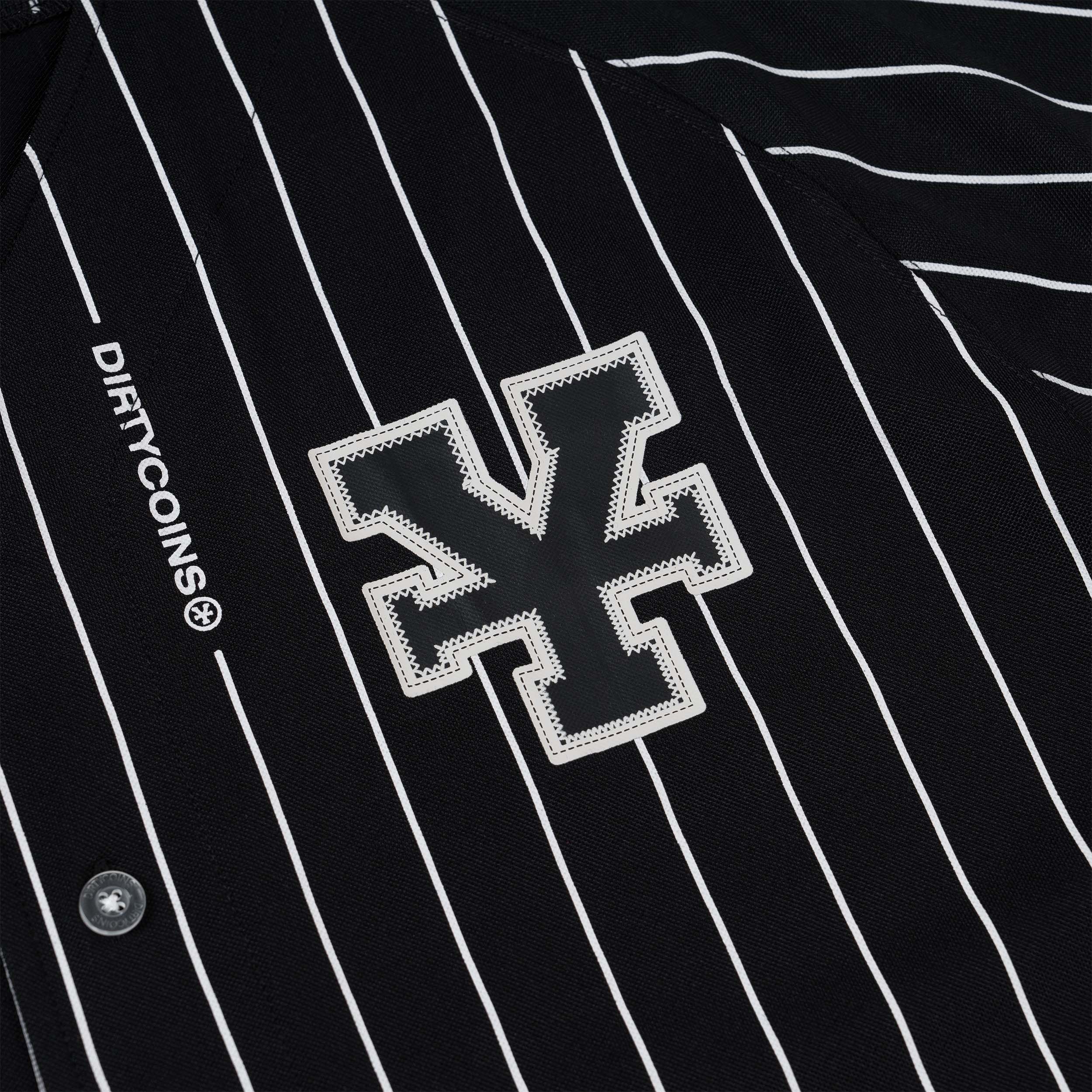 Baseball Jersey White Striped - Black