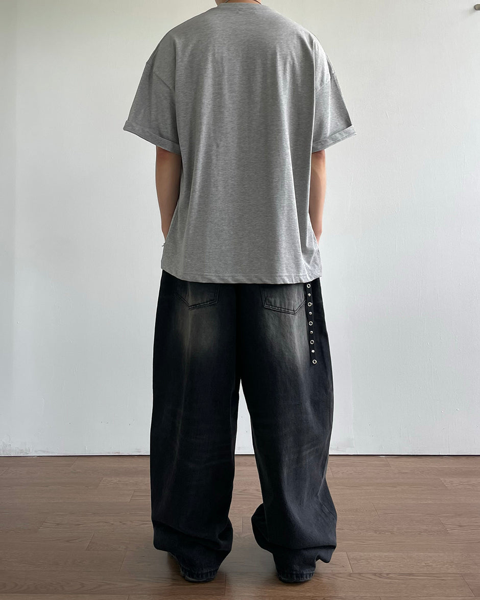タイムプリントショーツスリーブTシャツ