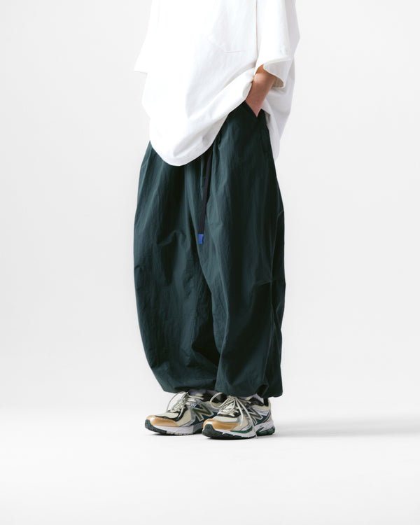 Nylon Tuck Belt String Balloon Pants - Green