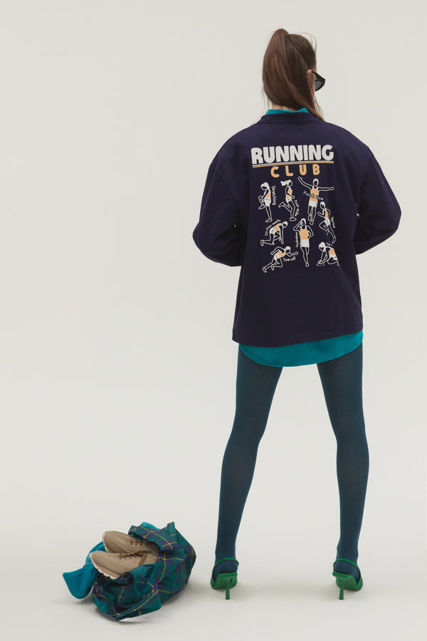 RUNNING CLUB LONG SLEEVE T-SHIRT NAVY