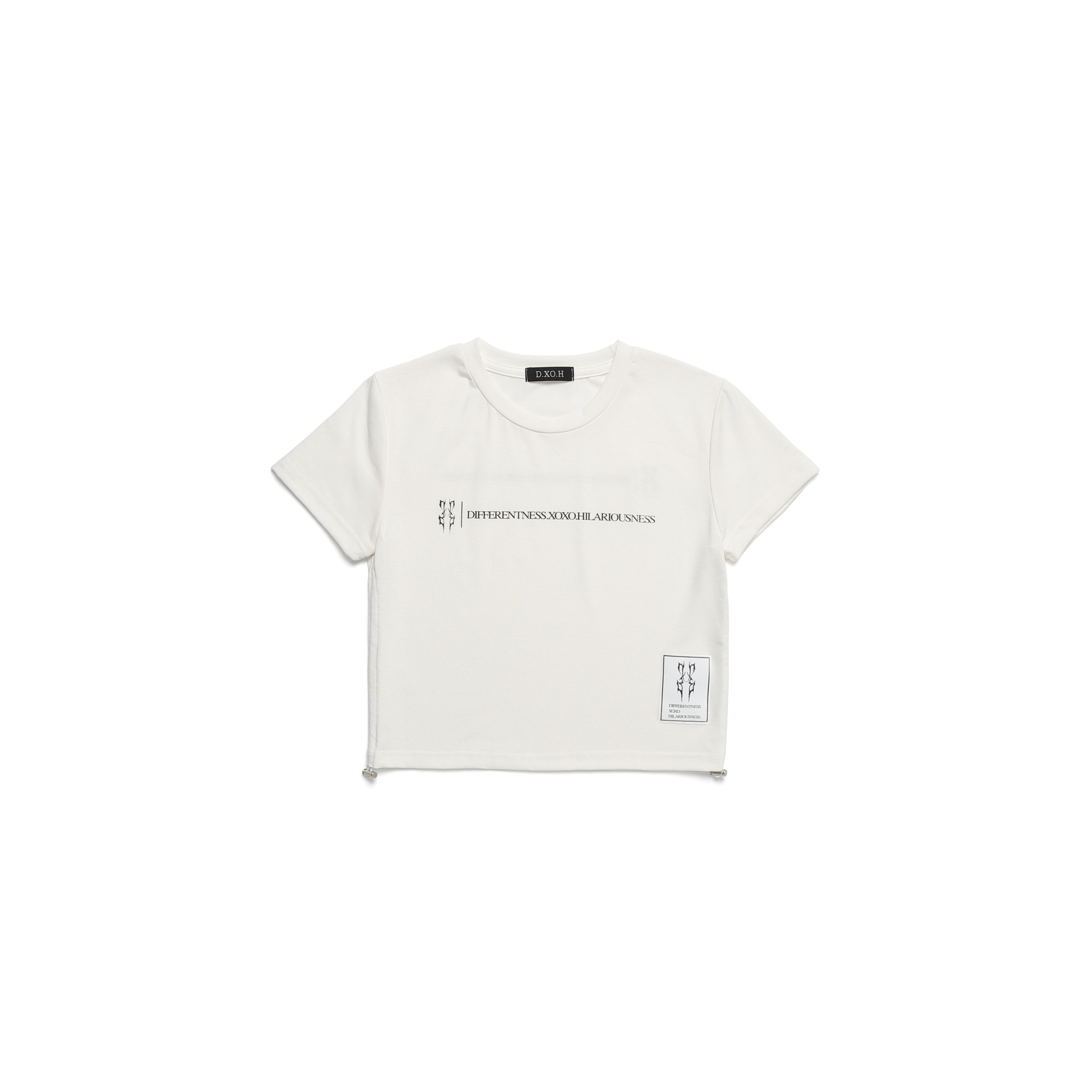 SLOGAN SIDE STRING CROP T-SHIRT