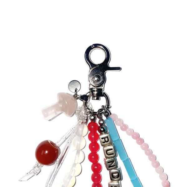 mushroom gemstone keyring (pink)