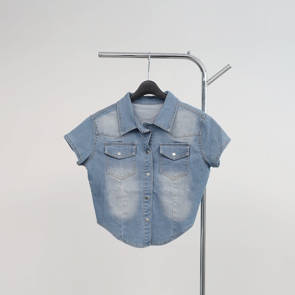 Pias denim cropped shirt