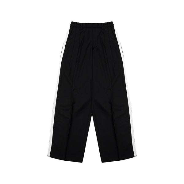 [UNISEX] Satin-Trimmed Motorsport Trousers (Black)