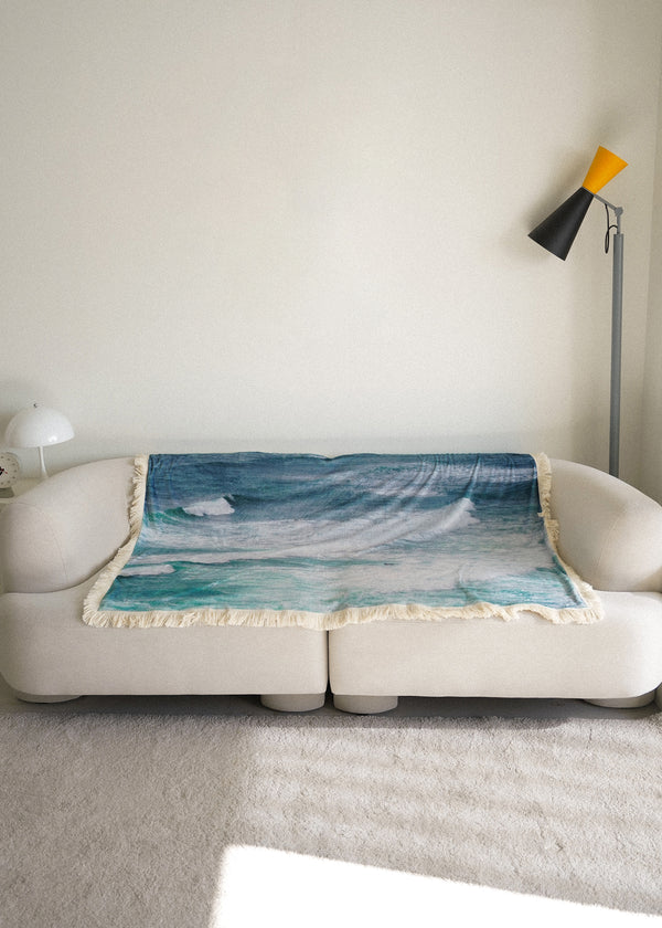 JEJU marine blue tassel blanket