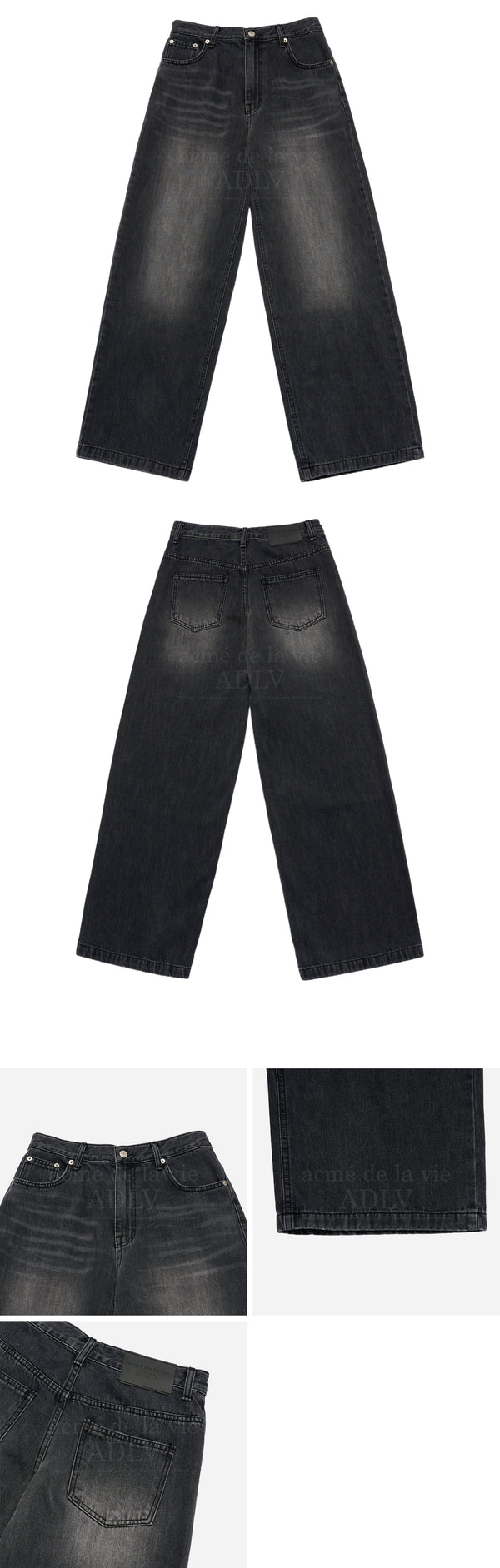 24FW CAT BRUSH WASHING SEMI WIDE WOMAN DENIM PANTS BLACK 