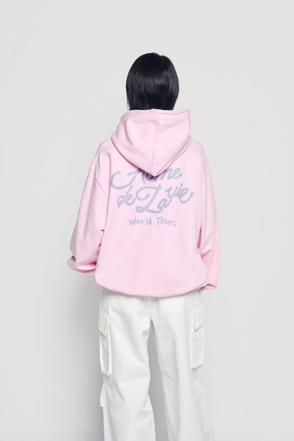 24FW WORLD TOUR SCRIPT LOGO HOODIE PINK