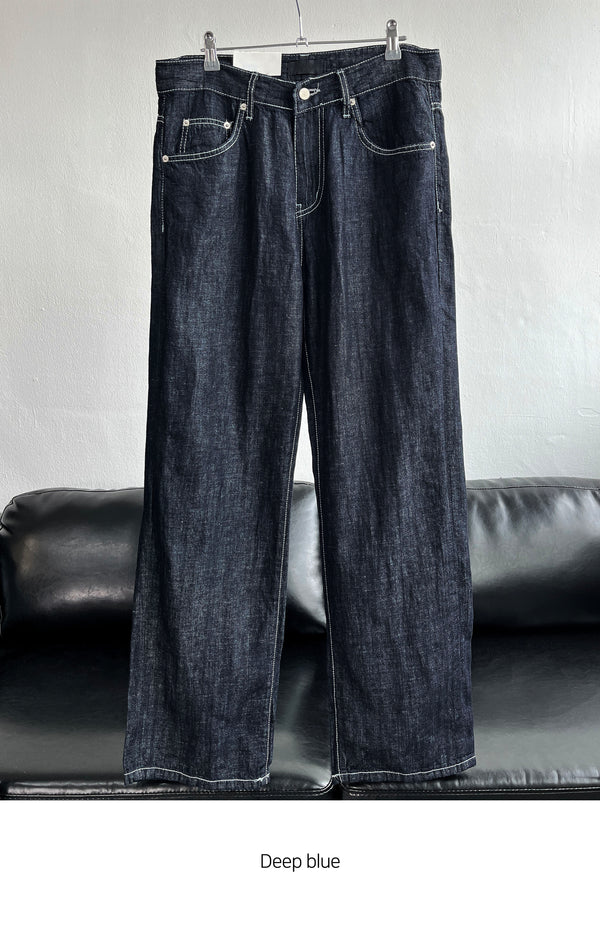 Raw Linen Denim Pants