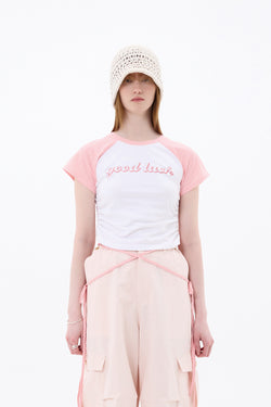 GOOD LUCK LOGO T-SHIRT / PINK