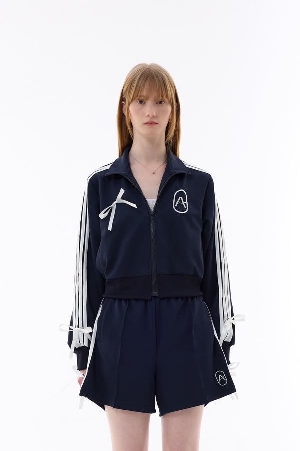 RIBBON JERSEY TRACK TOP / NAVY