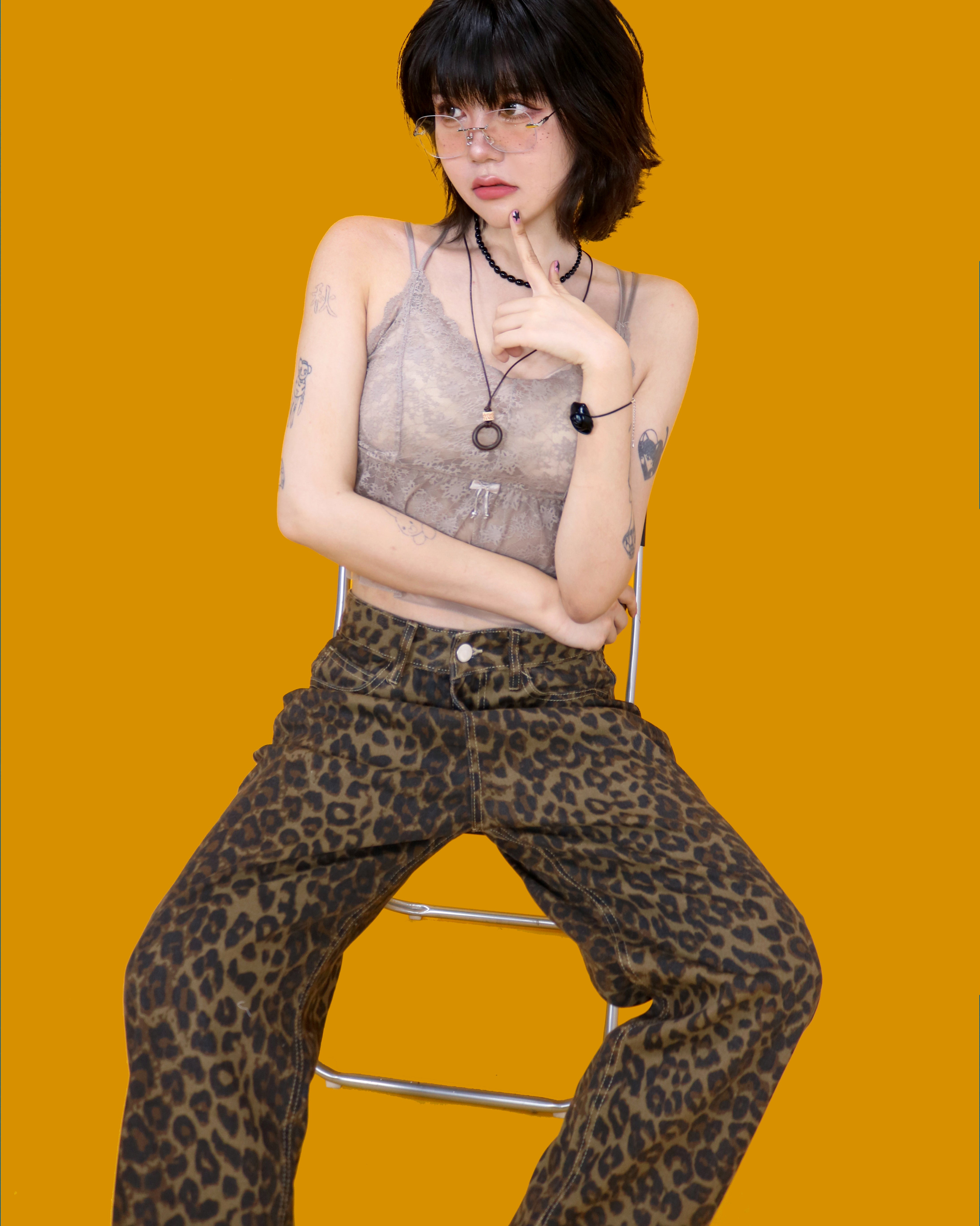 leopard wide pants