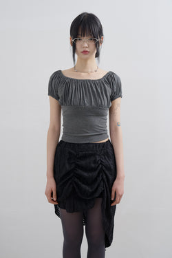 Shy rib shirring T-shirt