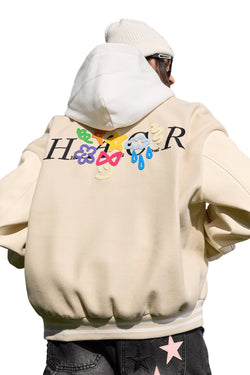 フローラルグラフィティウールバーシティジャケット