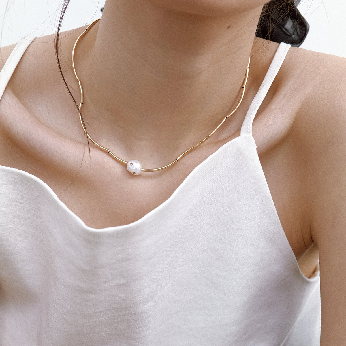 Tube Necklace, 14K Gold-filled