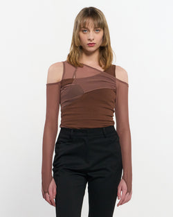 In&Out Knitted Top _  BROWN