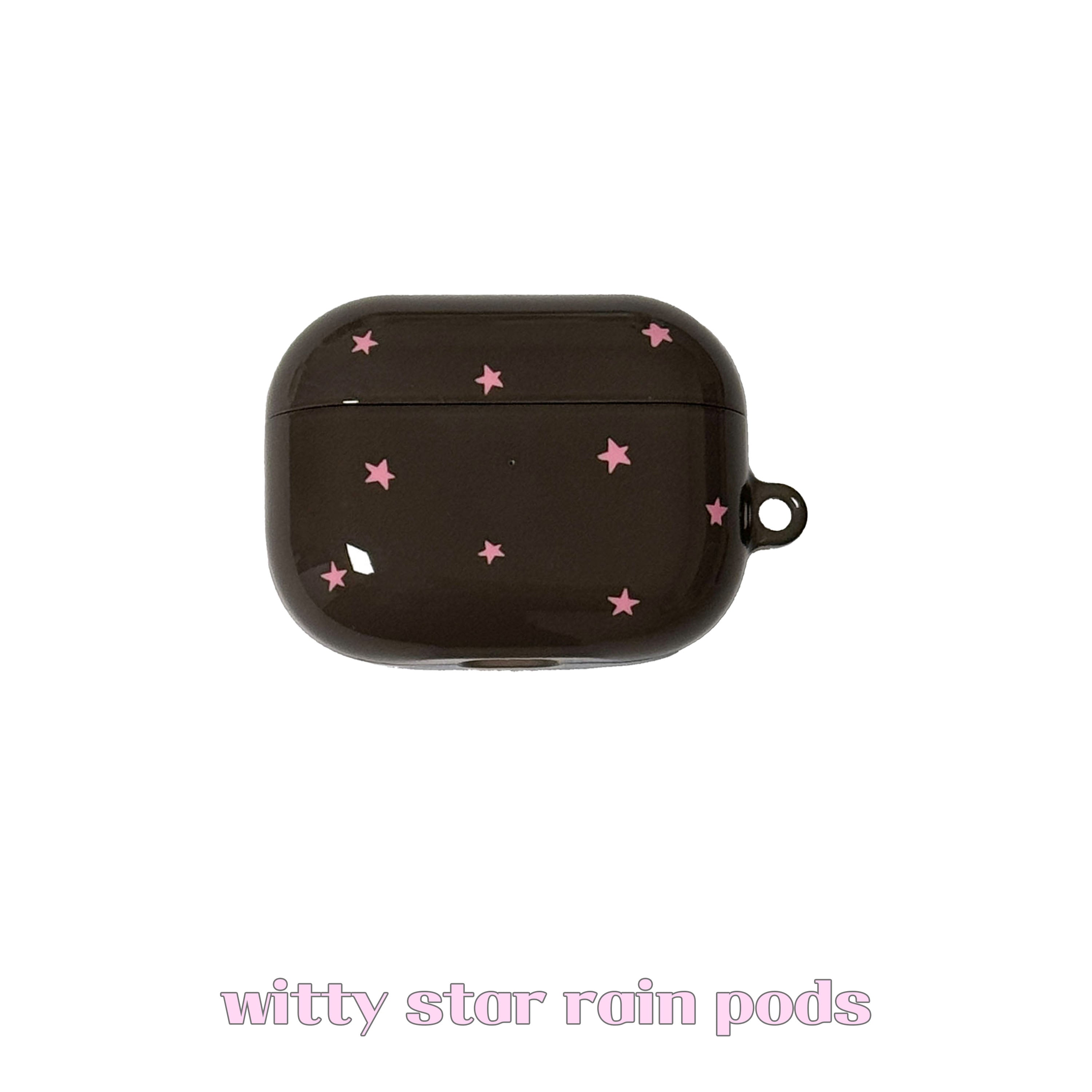 witty star rain airpods case (brown+pink)
