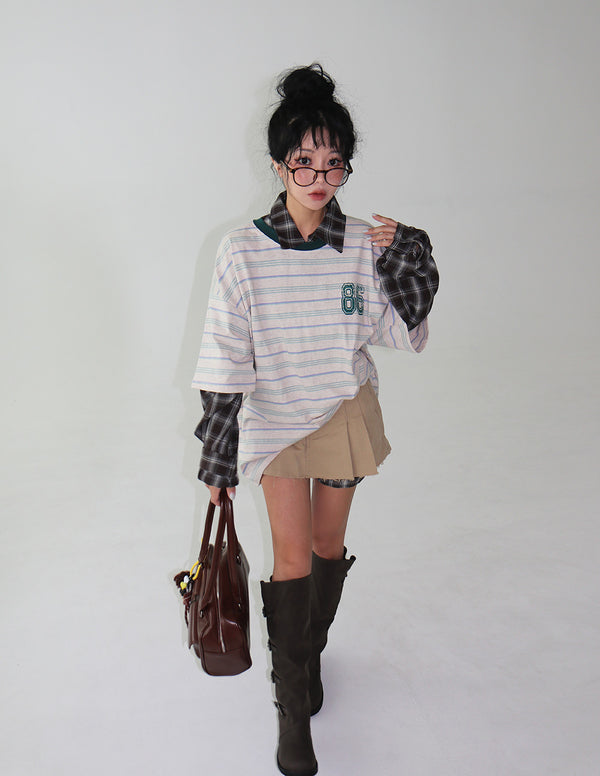 Lucky striped oversized fit short-sleeved T-shirt