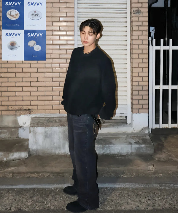 SPRAY DYEING KNIT - BLACK