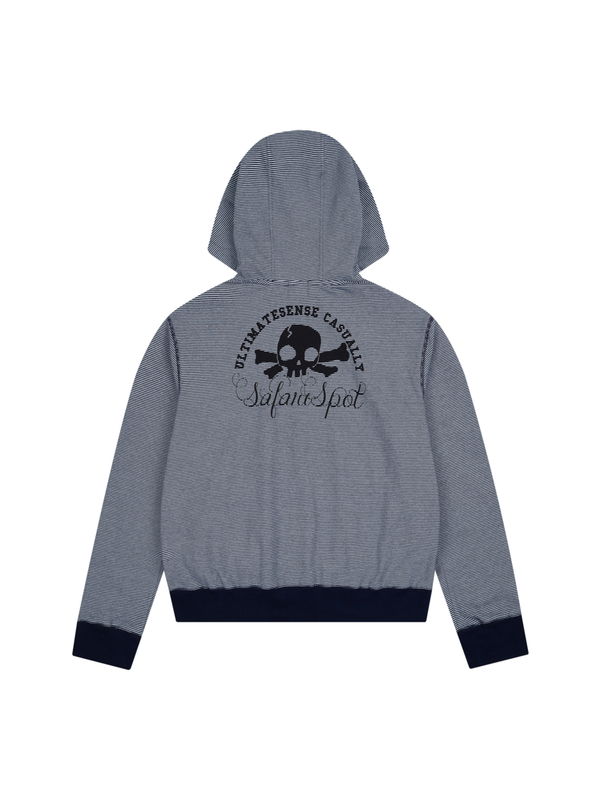 MULTI SKULL STRIPE HOOD ZIP UP (NAVY)