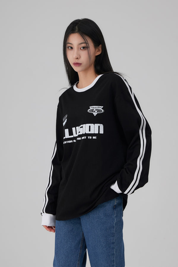 Illusion sideline long t-shirt 2color