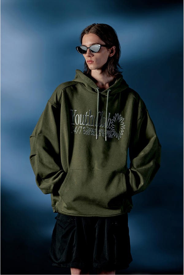 Youth Club Pintuck Oversized Fit Hoodie