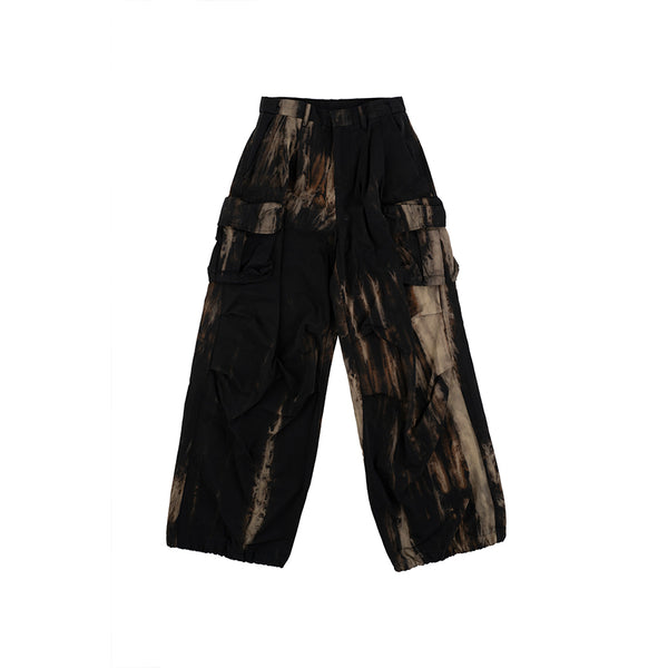 Tie Dye Wide Jogger Pants (BLACK)