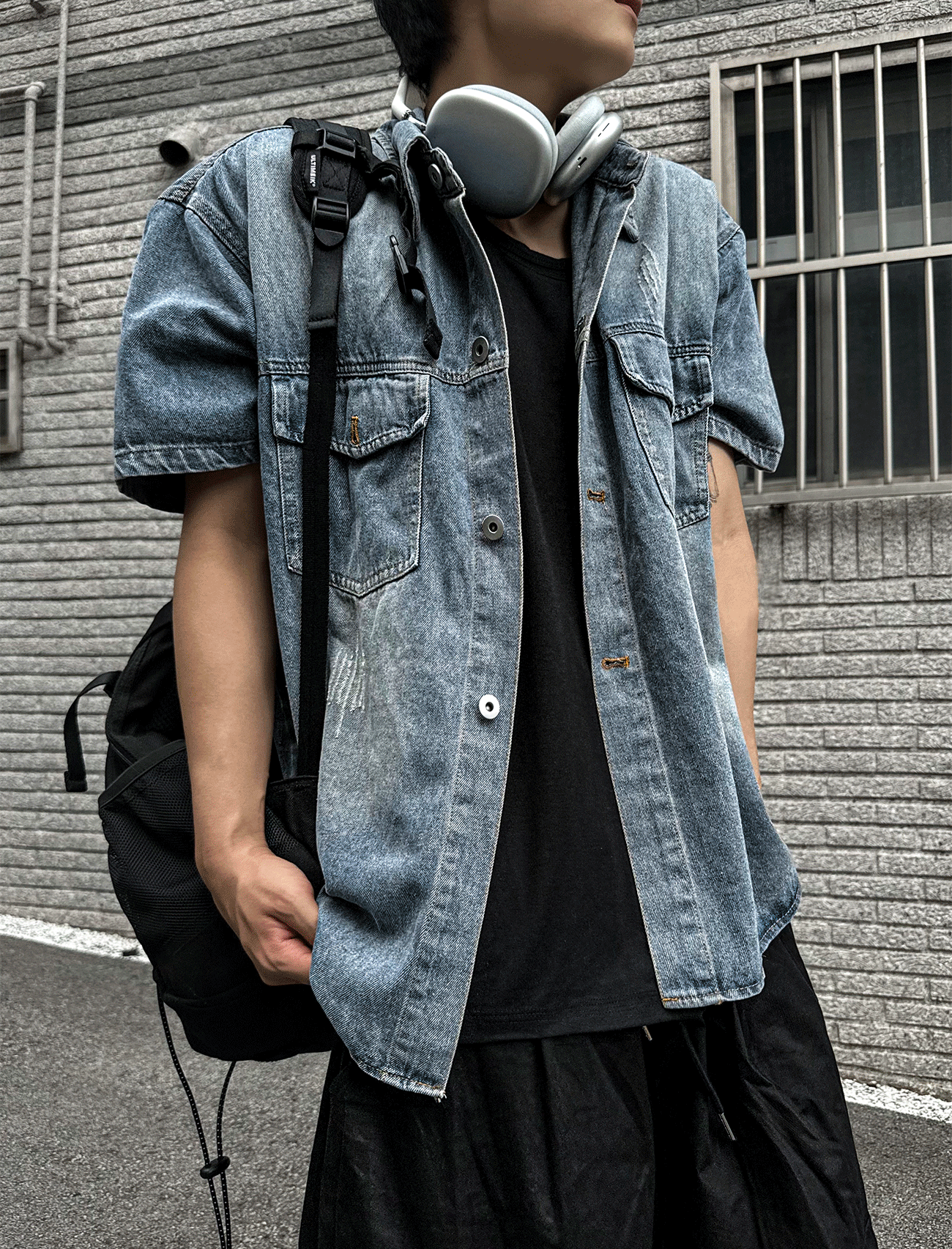 ジャカード半袖デニムジャケット - COSYHARU | 60% - アジア