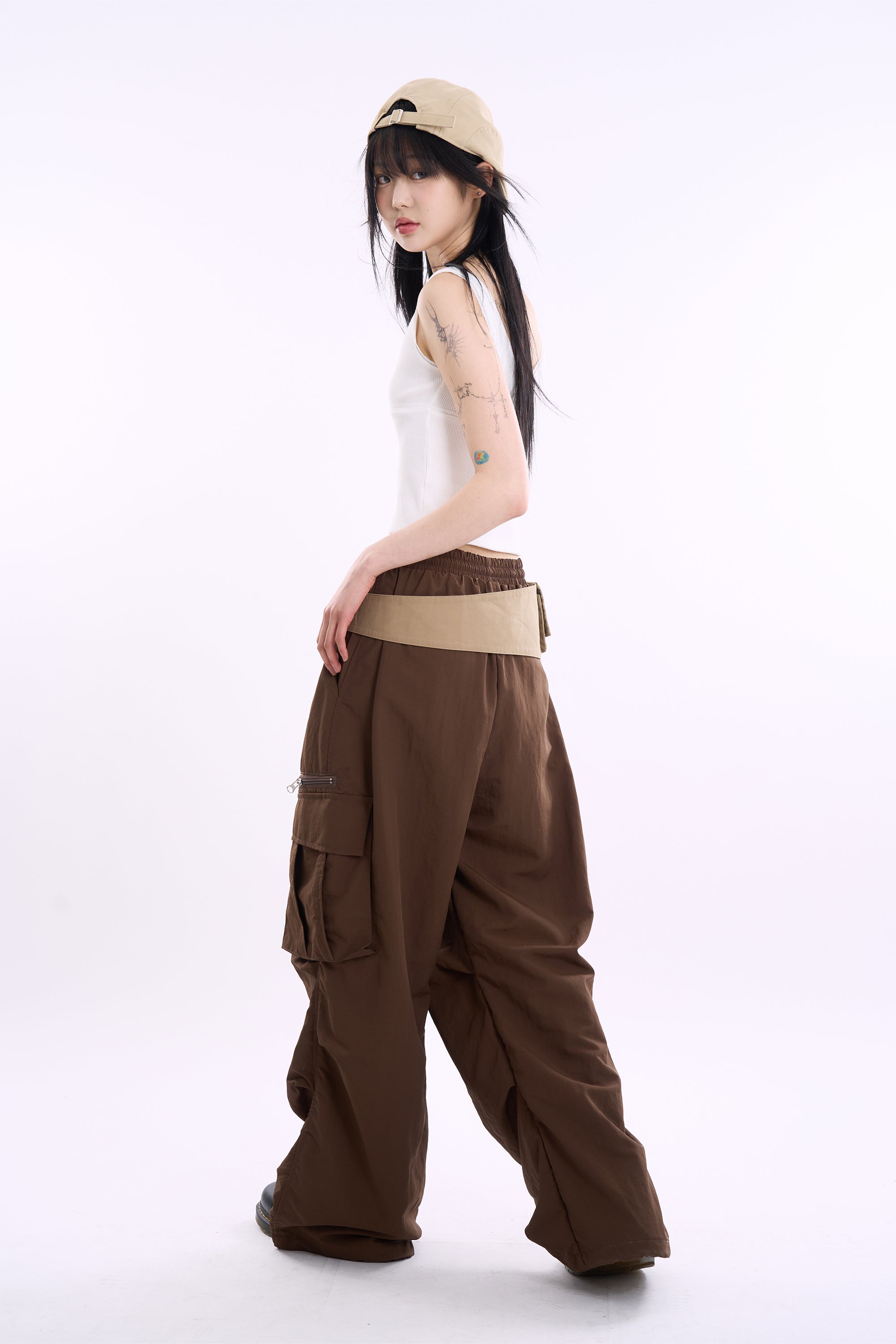 Windy cargo banding parachute pants