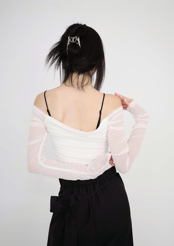 Ara off-Shoulder Mesh Tee