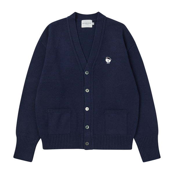 ILP CASHMERE CLASSIC LOGO CARDIGAN NAVY