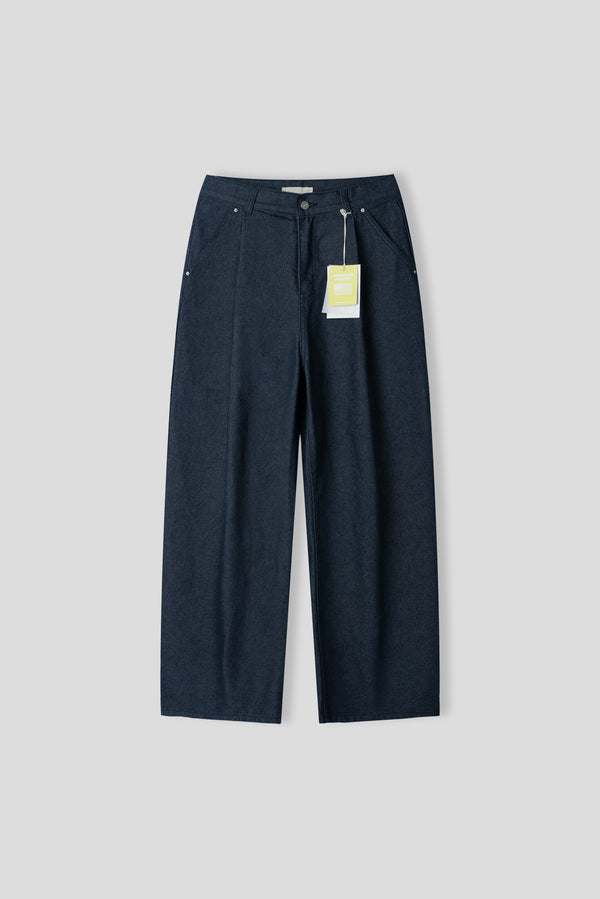 One-tuck balloon denim pants 