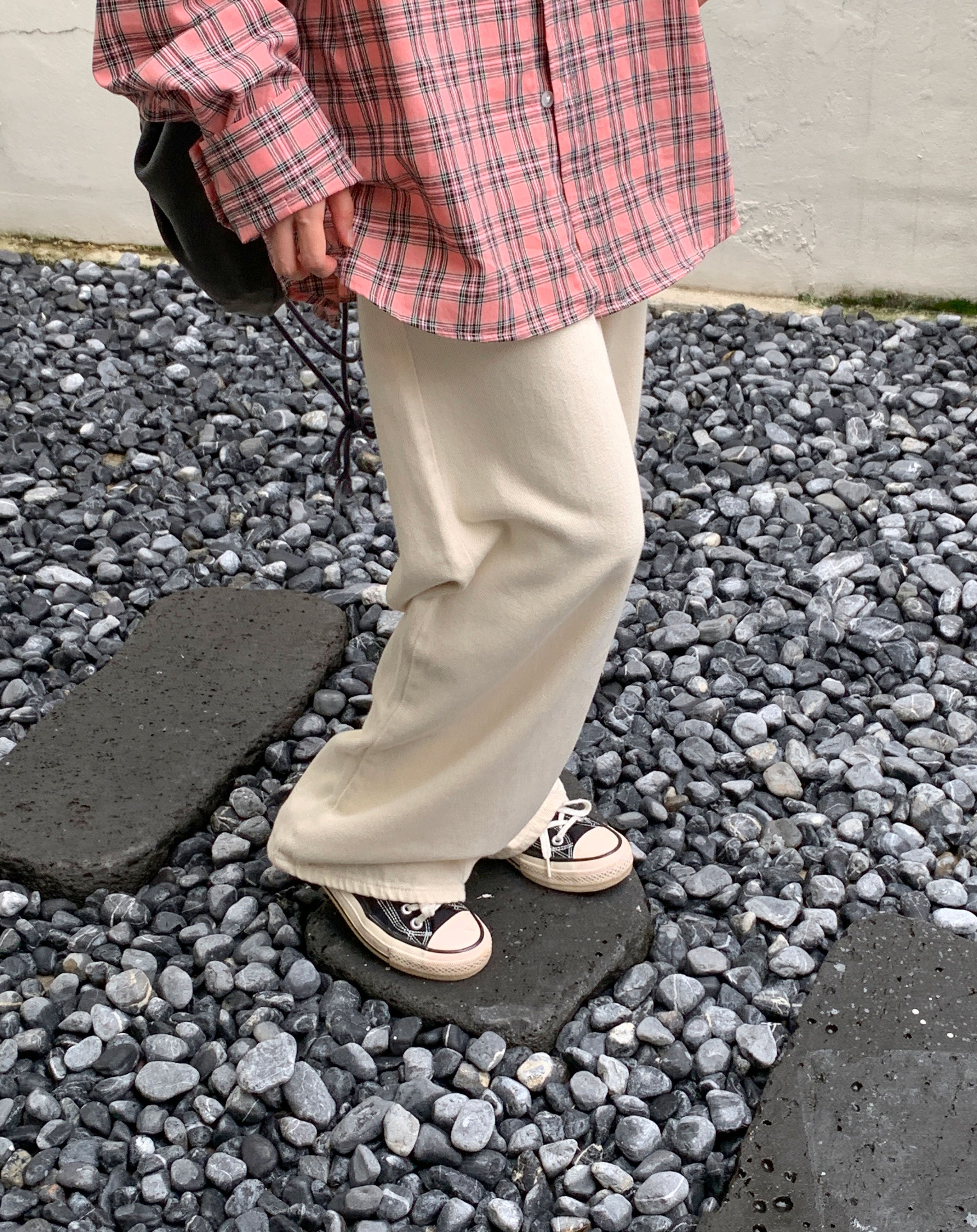 コットンパンツ (ウールコットンストレートワイドベルトリング)