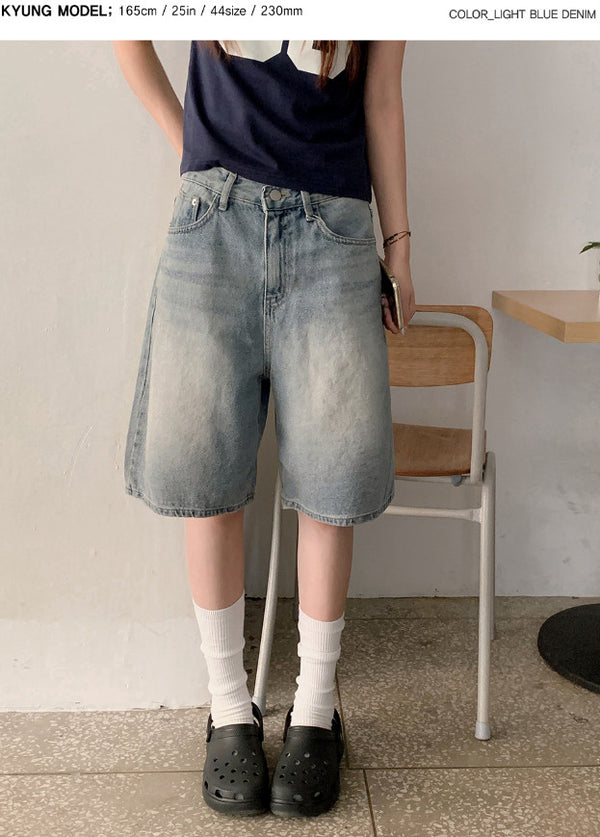 Summer Bermuda Wide Denim Shorts (2color)