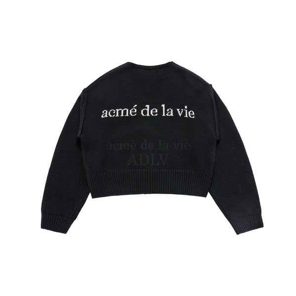 24FW BASIC LOGO CROP CARDIGAN BLACK