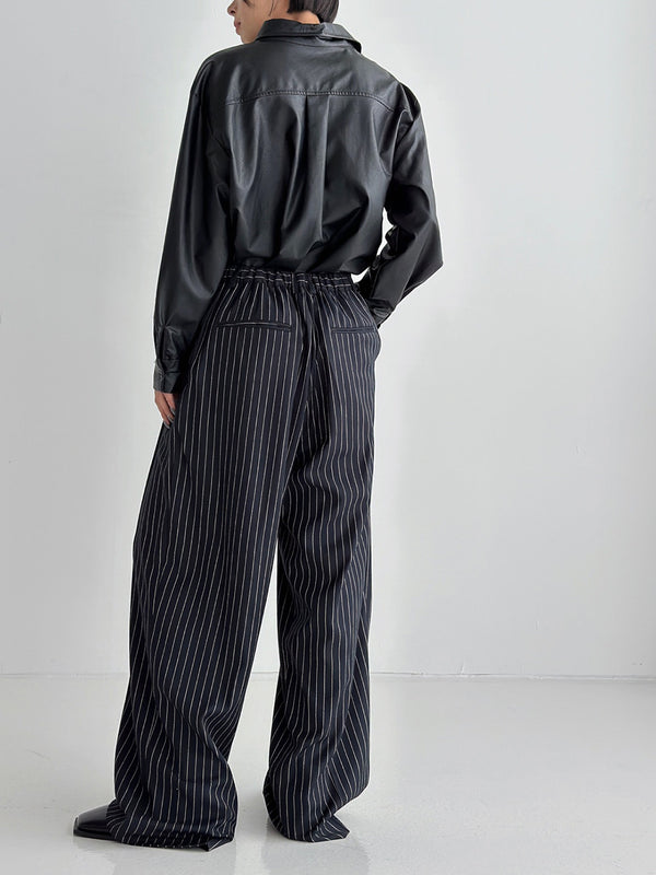 Pleddy Stripe Back Banding Wide Slacks (2color)