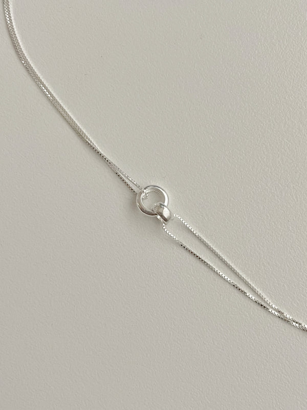 [Silver 925] two-line double ring necklace / Daily simple point