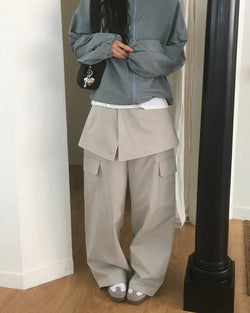 【即日発送】[SET] オンフォーレイヤードスカートコットンカーゴパンツ 