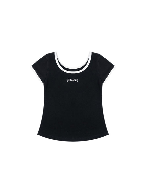 Mwoong Cotton Jersey Scoop T-shirts(BLACK)