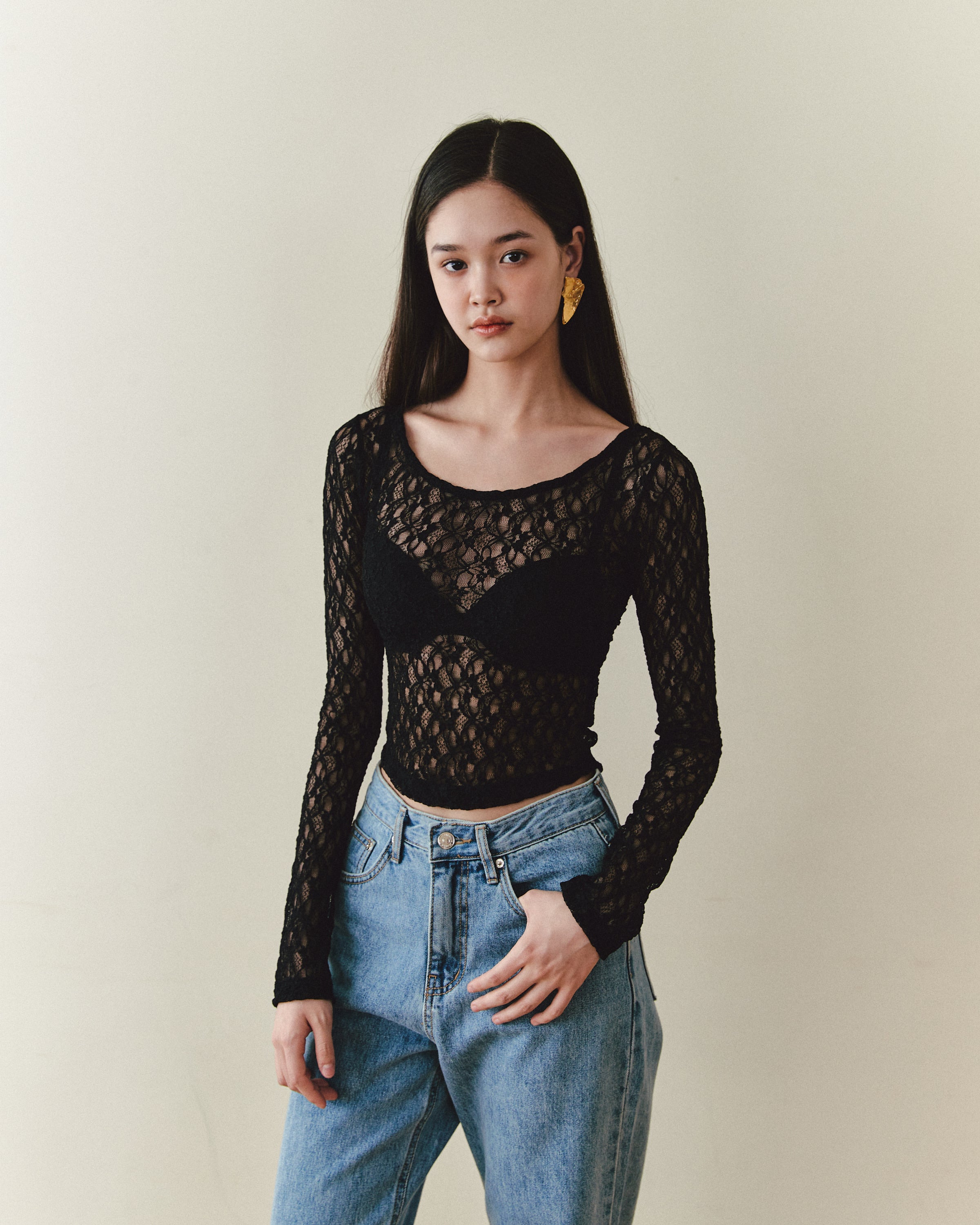 Lace Layered Top [BLACK]