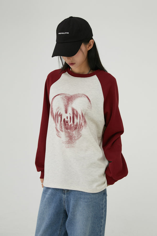 Heart Spray Raglan Long Sleeve 3color