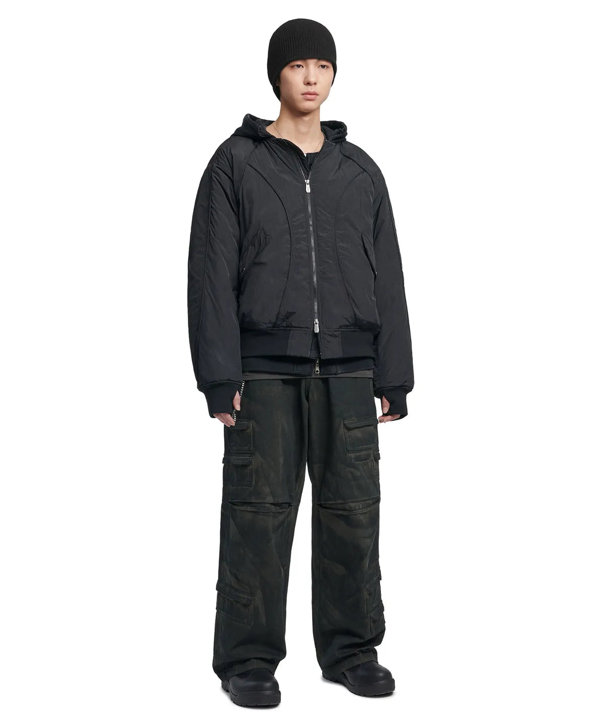 ペインテッドカーゴパンツ-チャコール