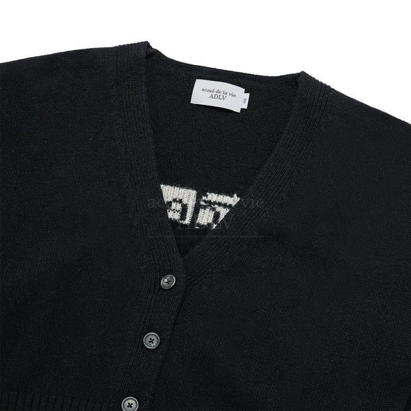 24FW BASIC LOGO CROP CARDIGAN BLACK